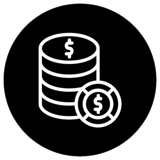 Ilustración del diseño del icono vectorial de la pila de dólares