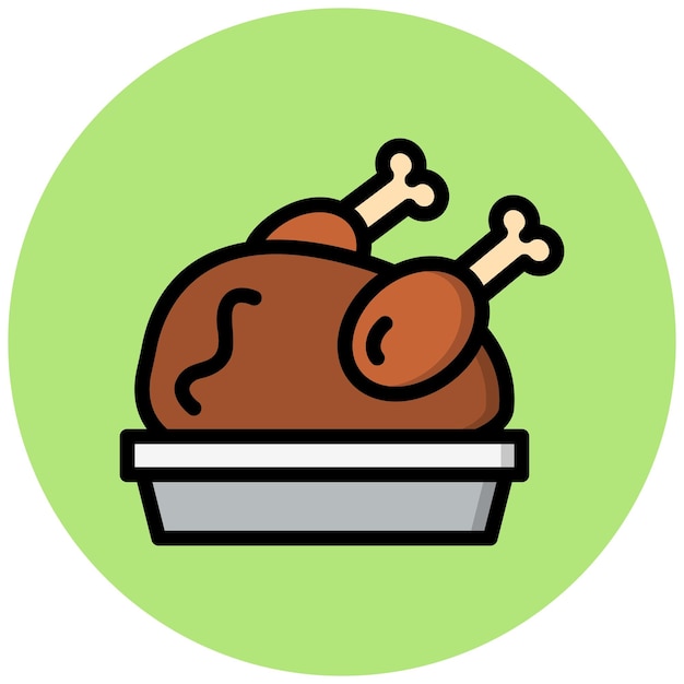 Ilustración del diseño del icono vectorial de pollo asado