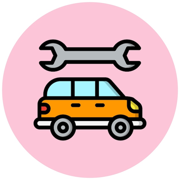 Ilustración del diseño del icono vectorial del servicio de automóviles