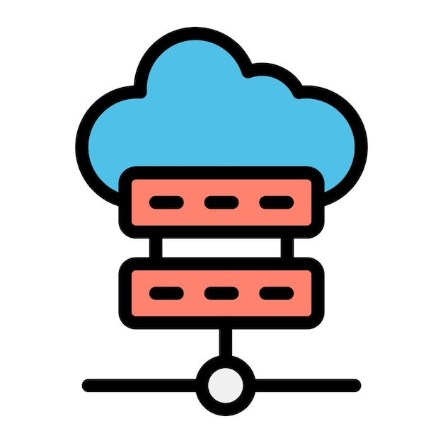 Ilustración del diseño del icono vectorial del servidor en la nube