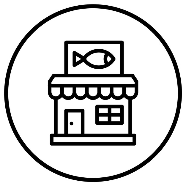 Ilustración del diseño del icono vectorial de la tienda de peces