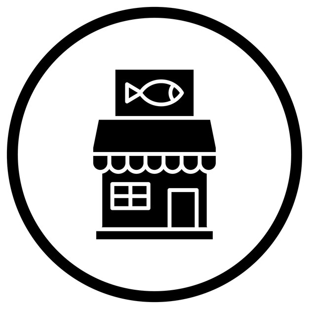 Ilustración del diseño del icono vectorial de la tienda de peces