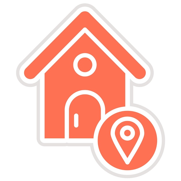 Ilustración del diseño del icono vectorial de la ubicación de la casa