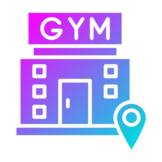 Ilustración del diseño del icono vectorial de la ubicación del gimnasio