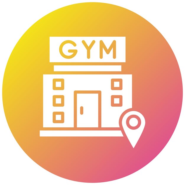 Ilustración del diseño del icono vectorial de la ubicación del gimnasio