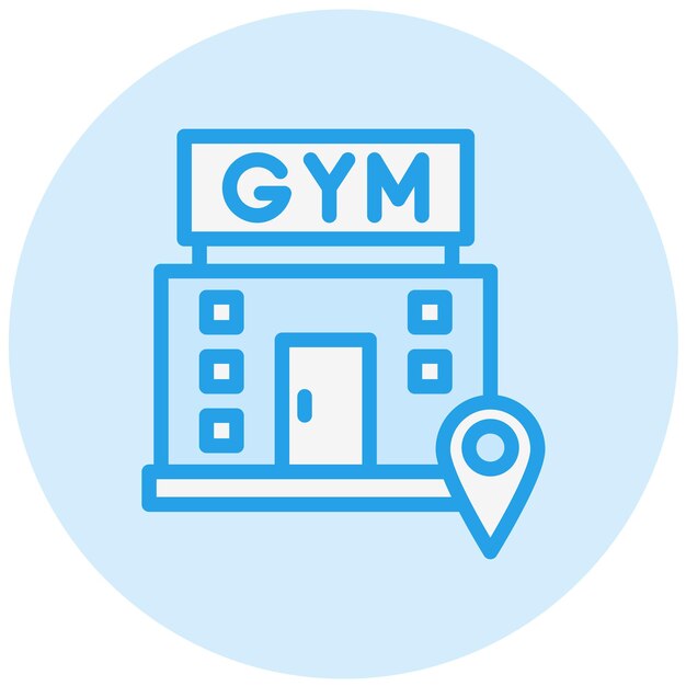 Ilustración del diseño del icono vectorial de la ubicación del gimnasio