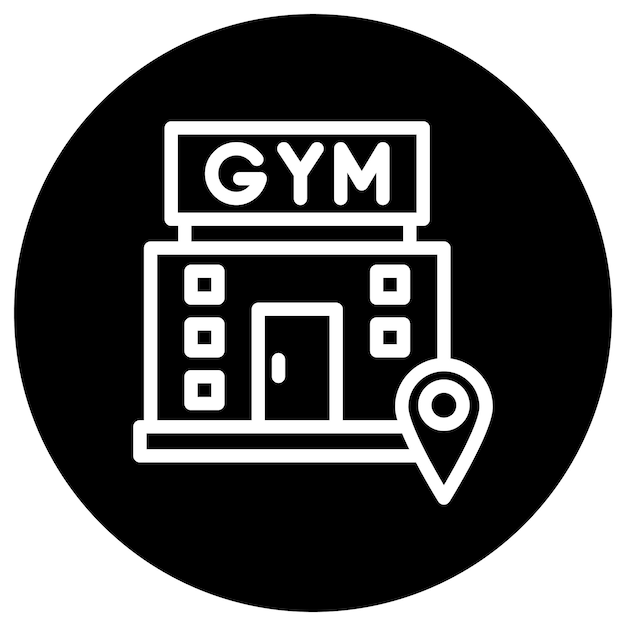Ilustración del diseño del icono vectorial de la ubicación del gimnasio