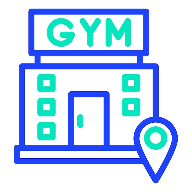 Ilustración del diseño del icono vectorial de la ubicación del gimnasio