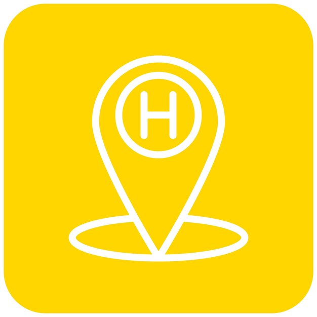Ilustración del diseño del icono vectorial de la ubicación del hospital