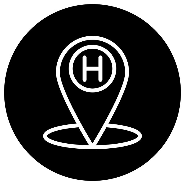 Ilustración del diseño del icono vectorial de la ubicación del hospital