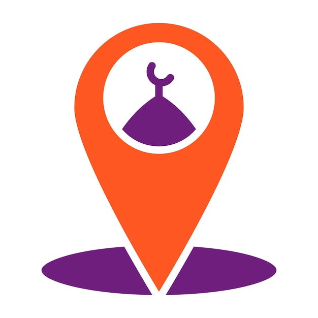 Vector ilustración del diseño del icono vectorial de la ubicación de la mezquita