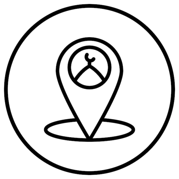 Ilustración del diseño del icono vectorial de la ubicación de la mezquita