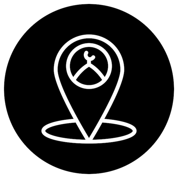 Ilustración del diseño del icono vectorial de la ubicación de la mezquita