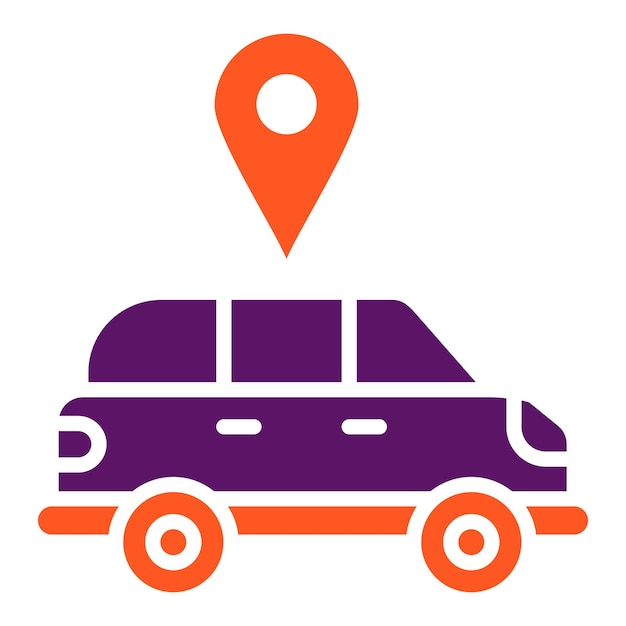 Ilustración del diseño del icono vectorial de la ubicación del servicio de automóviles