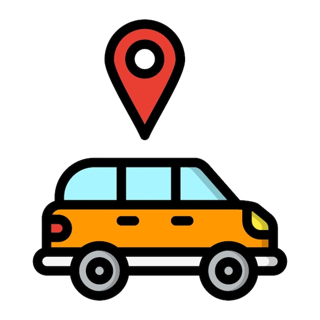 Ilustración del diseño del icono vectorial de la ubicación del servicio de automóviles