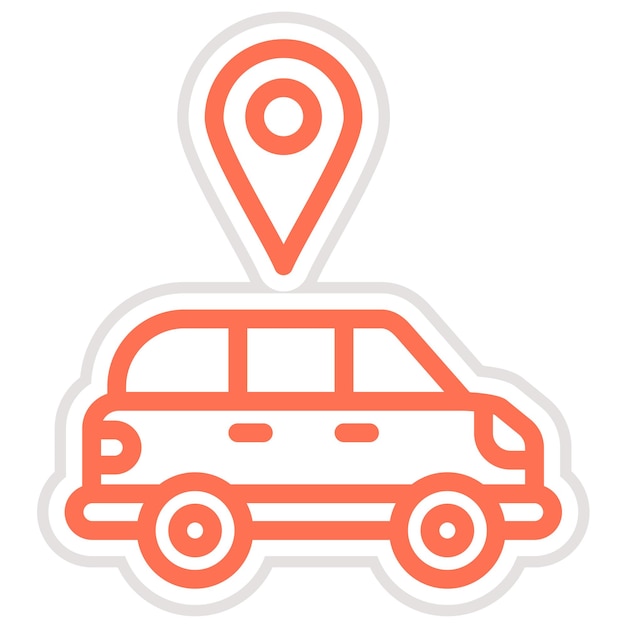 Ilustración del diseño del icono vectorial de la ubicación del servicio de automóviles