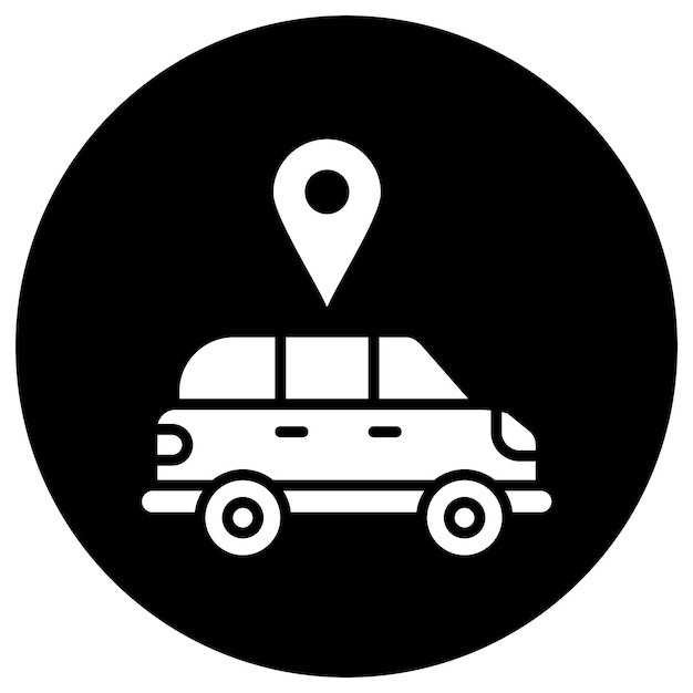 Ilustración del diseño del icono vectorial de la ubicación del servicio de automóviles