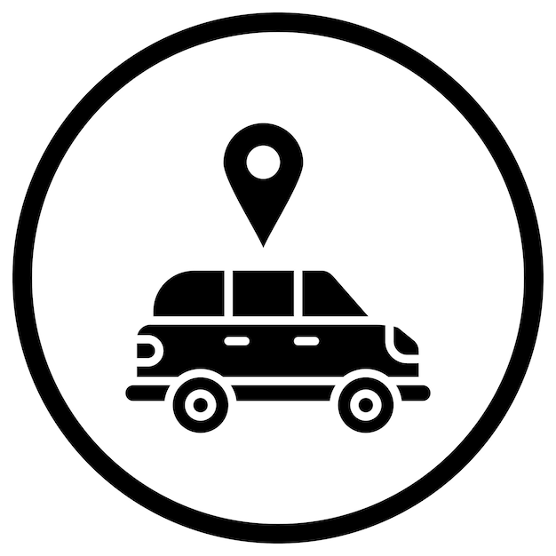 Ilustración del diseño del icono vectorial de la ubicación del servicio de automóviles