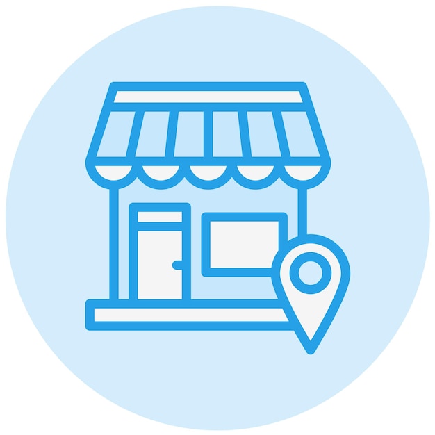 Ilustración del diseño del icono vectorial de la ubicación de la tienda