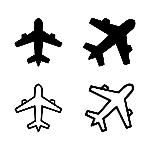 Ilustración del diseño del icono de vuelo y viaje del avión
