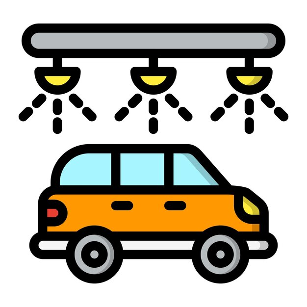 Ilustración de diseño de íconos vectoriales de lavado de automóviles