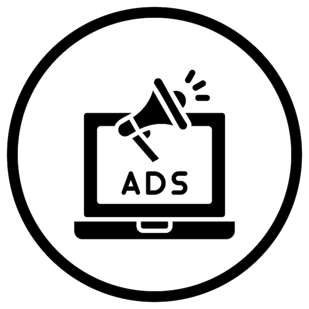 Ilustración de diseño de íconos vectoriales de publicidad en línea