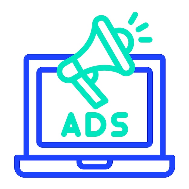 Ilustración de diseño de íconos vectoriales de publicidad en línea