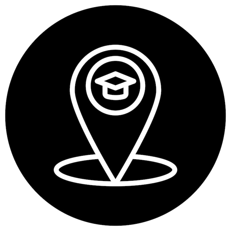 Vector ilustración de diseño de íconos vectoriales de la ubicación de la escuela