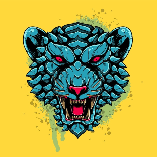 Ilustración de diseño de ilustraciones incompletas de cara de tigre