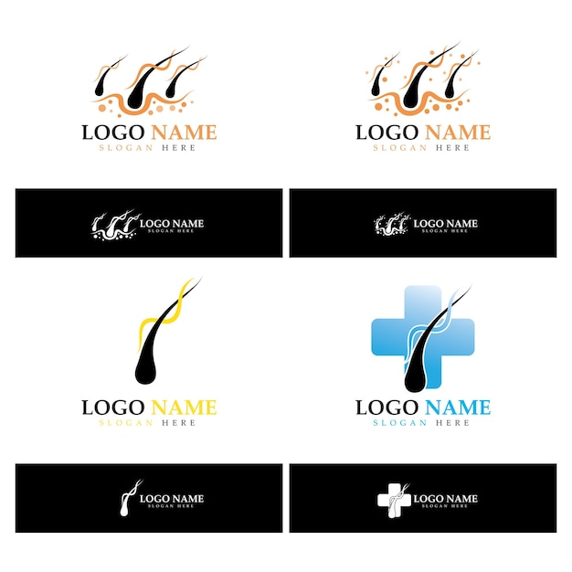 Ilustración de diseño de imagen de vector de logotipo de eliminación de logotipo de trasplante de cabello de logotipo de tratamiento de cabello