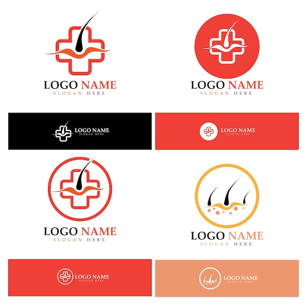 Ilustración de diseño de imagen de vector de logotipo de eliminación de logotipo de trasplante de cabello de logotipo de tratamiento de cabello