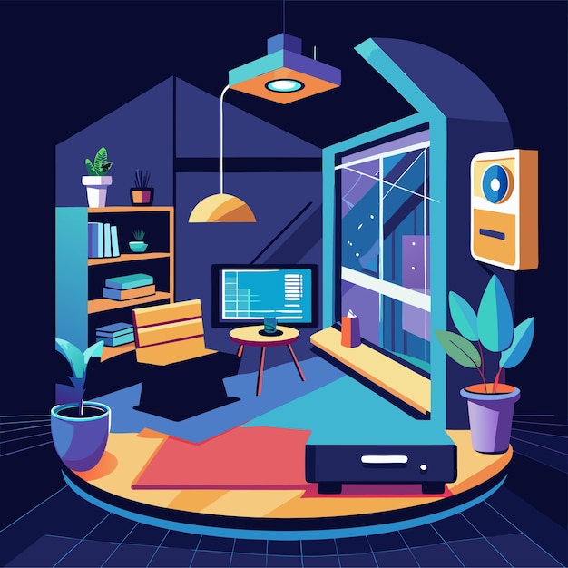 Ilustración de diseño de interiores de realidad virtual