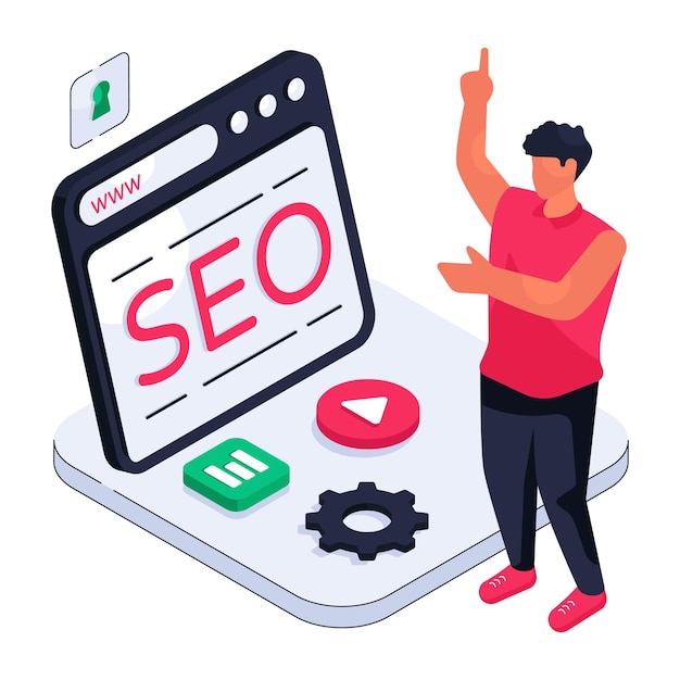 Ilustración del diseño isométrico conceptual del sitio web se