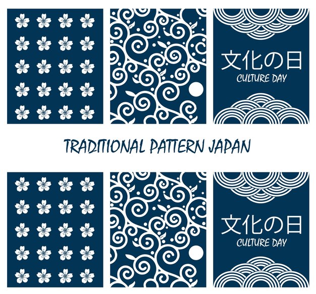 Vector ilustración de diseño japonés tradicional e indefenso para el día de la cultura, empaque y portada de libro o cerd