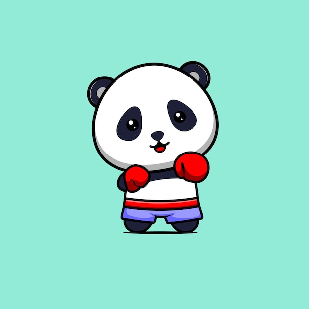 Ilustración del diseño lindo del vector del boxeo del panda