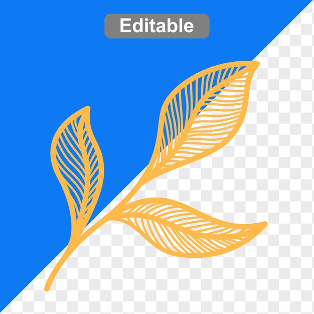 Ilustración de diseño de línea de la flor de la hoja y el ginkgo
