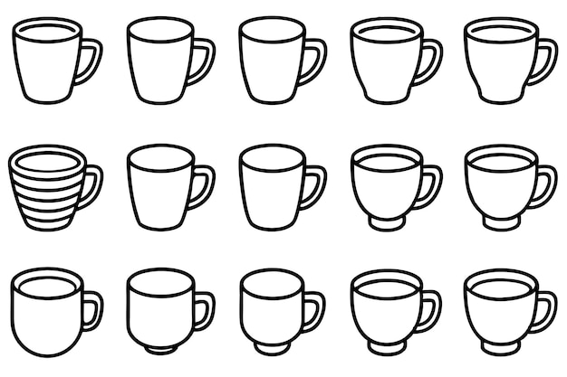 Ilustración de diseño de línea de taza dibujo de taza de té
