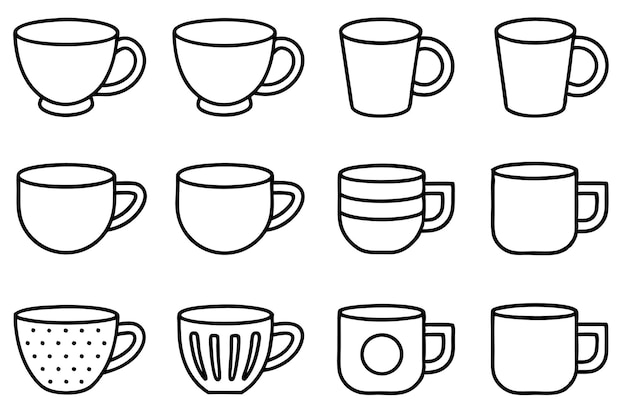 Ilustración del diseño de la línea de la taza resumen del contorno de la bebida