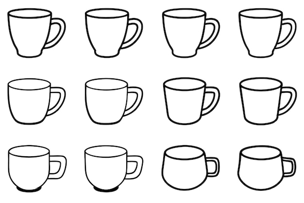 Ilustración de diseño de la línea de la taza taza de café obra de arte gráfica