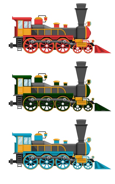 Ilustración de diseño locomotora vintage aislado sobre fondo blanco.