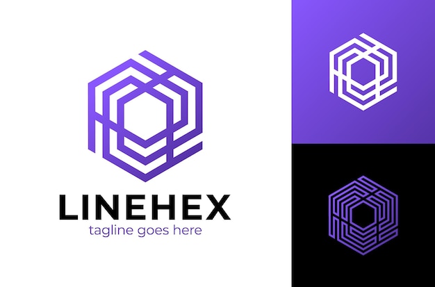 Ilustración de diseño de logotipo abstracto cubo hexagonal