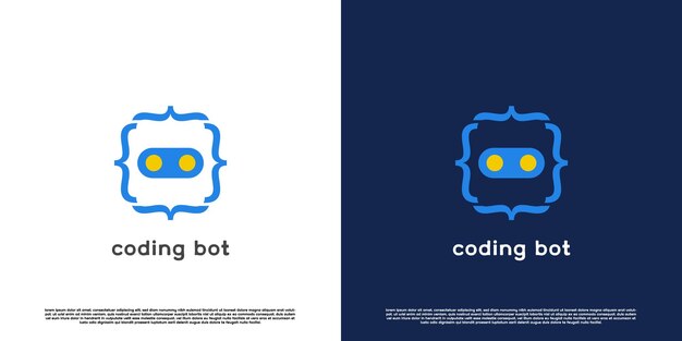 Ilustración de diseño de logotipo de bot de codificación de robot de codificación de código Silueta de robot de codificador moderno