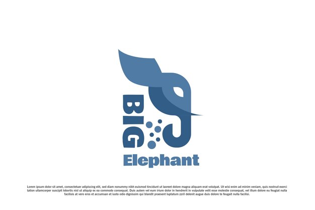 Vector ilustración de un diseño de logotipo de cabeza de elefante silueta de cara de cabeza de gran animal colmillo africano