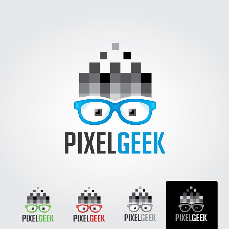 Vector ilustración de diseño de logotipo de cabeza friki