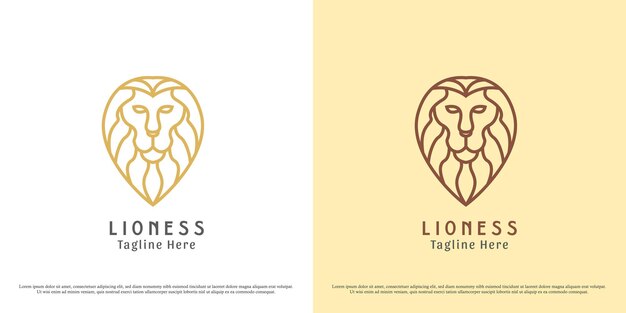 Ilustración del diseño del logotipo de la cabeza del león Silueta de la sombra del león salvaje animal salvaje etiqueta del zoológico animal salvaje