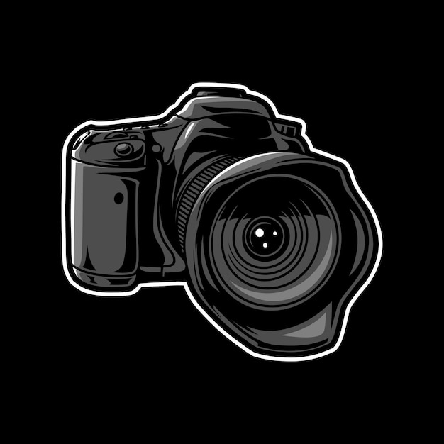 Ilustración de diseño de logotipo de cámara DSLR