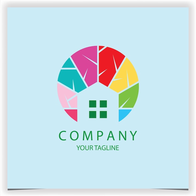 Ilustración del diseño del logotipo de la casa colorida