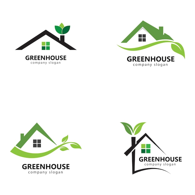 ilustración de diseño de logotipo de casa verde