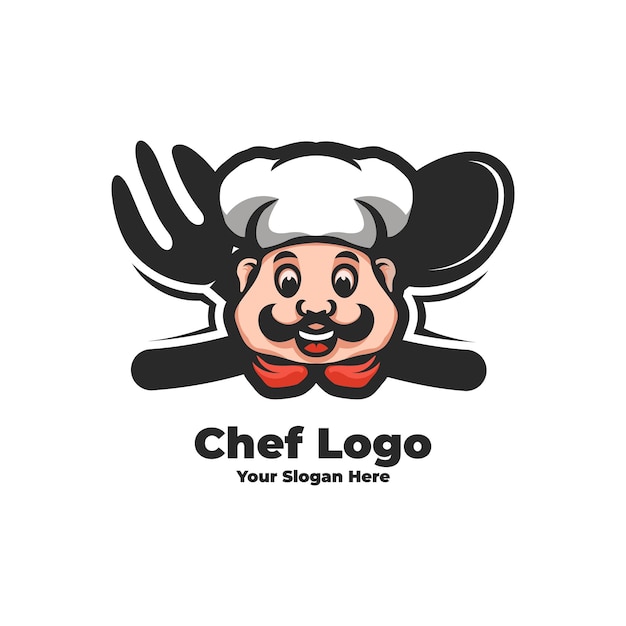 Ilustración de diseño de logotipo de chef profesional