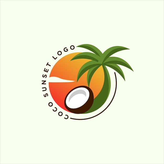 Vector ilustración de diseño de logotipo de coco tropical moderno